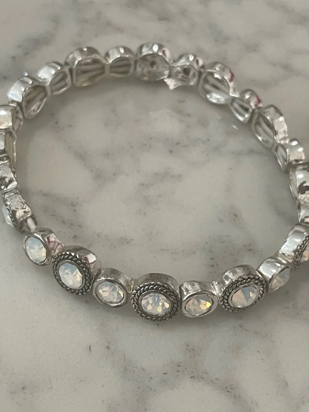 Crystal Beaded Stretch Bracelet Set - Iridescent Clear